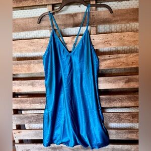 Blue Satin Slip Dress